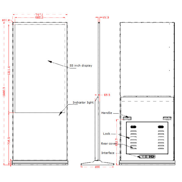 Οθόνη TOUCH SCREEN Digital Signage Free Stand 55" - Image 2