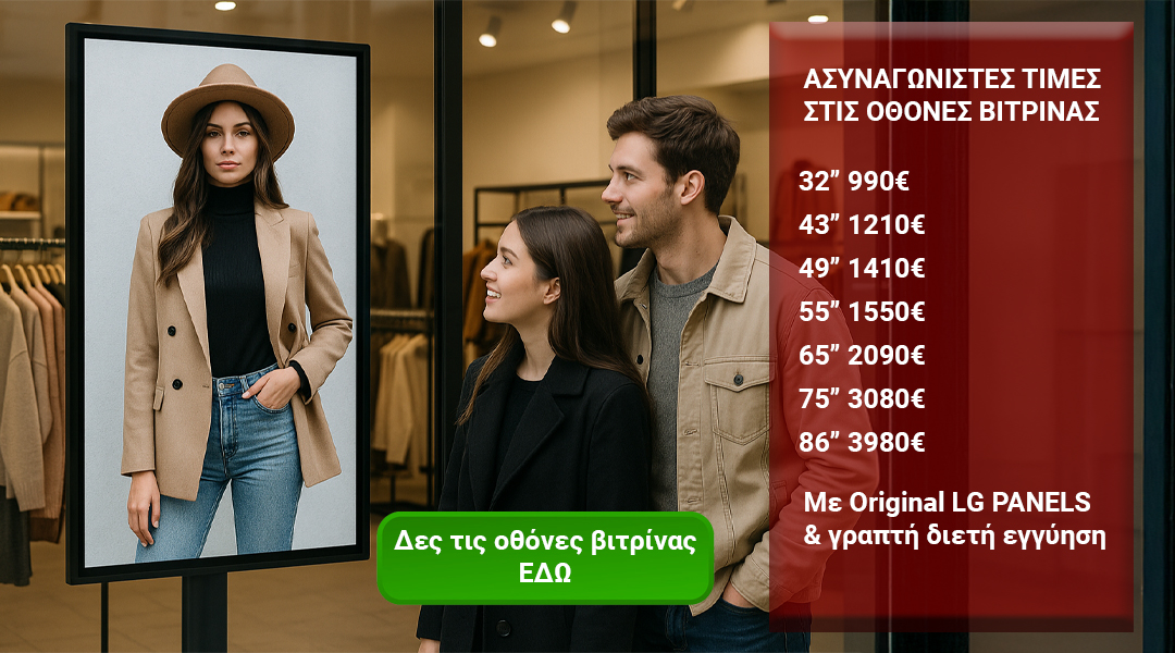 Digital signage screen - public displays - Οθόνη βιτρίνας