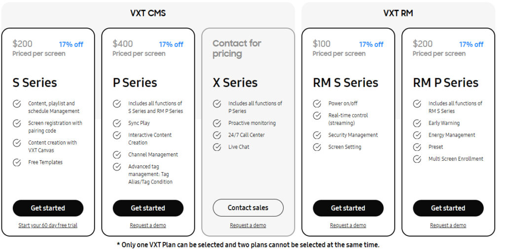 Samsung vxt price list