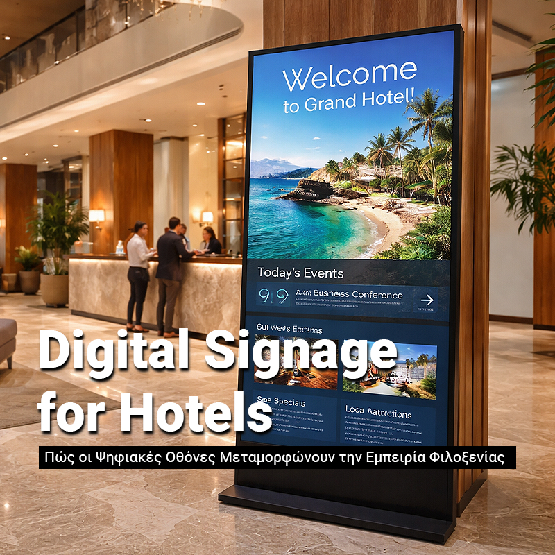Digital signage screens for hotels