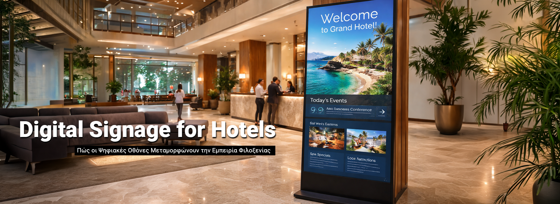 Digital Signage for Hotels: Πώς οι Ψηφιακές Οθόνες Μεταμορφώνουν την Εμπειρία Φιλοξενίας